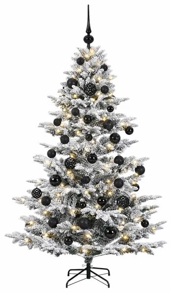 Umjetno božićno drvce s kuglicom 150 cm 150 LED lampica - Zelena i bijela 150 cm s LED-ima i crnim lopticama