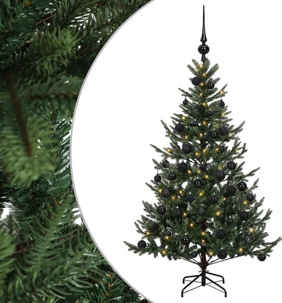 Umjetno božićno drvce s kuglicom 120 cm 150 LED lampica - Zelena 120 cm s LED-ima i crnim lopticama