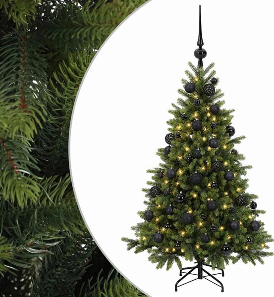 Umjetno božićno drvce s kuglicom 150 cm 150 LED lampica - 150 cm s LED-ima i crnim lopticama