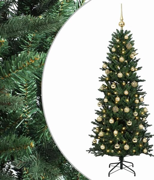 Umjetno božićno drvce s kuglicom 120 cm 150 LED lampica - Zelena 120 cm s LED žaruljama i zlatnim kuglicama