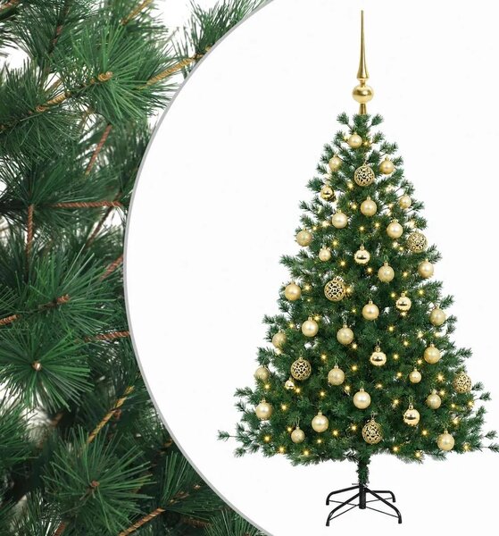 Umjetno božićno drvce s kuglicom 150 cm 150 LED lampica - 150 cm s LED žaruljama i zlatnim kuglicama