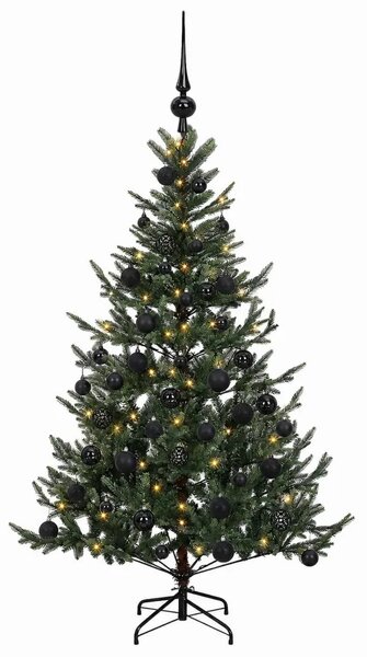 Umjetno božićno drvce s kuglicom 120 cm 150 LED lampica - Zelena 120 cm s LED-ima i crnim lopticama