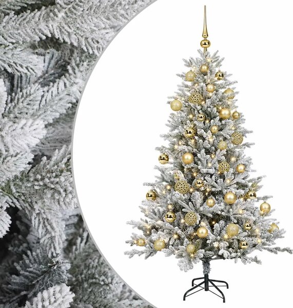 Umjetno božićno drvce s kuglicom 120 cm 150 LED lampica - Zelena i bijela 120 cm s LED žaruljama i zlatnim kuglicama