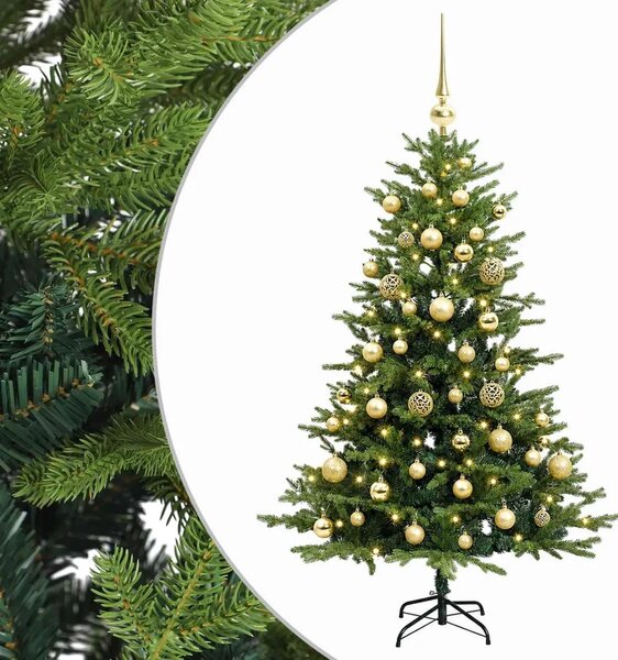 Umjetno božićno drvce s kuglicom 120 cm 150 LED lampica - Zelena 120 cm s LED žaruljama i zlatnim kuglicama