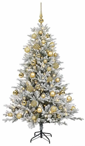 Umjetno božićno drvce s kuglicom 120 cm 150 LED lampica - Zelena i bijela 120 cm s LED žaruljama i zlatnim kuglicama
