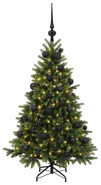Umjetno božićno drvce s kuglicom 150 cm 150 LED lampica - 150 cm s LED-ima i crnim lopticama