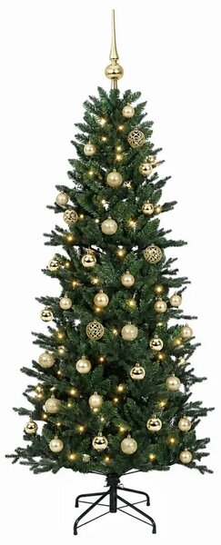 Umjetno božićno drvce s kuglicom 120 cm 150 LED lampica - Zelena 120 cm s LED žaruljama i zlatnim kuglicama