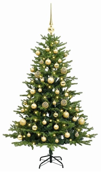 Umjetno božićno drvce s kuglicom 120 cm 150 LED lampica - Zelena 120 cm s LED žaruljama i zlatnim kuglicama
