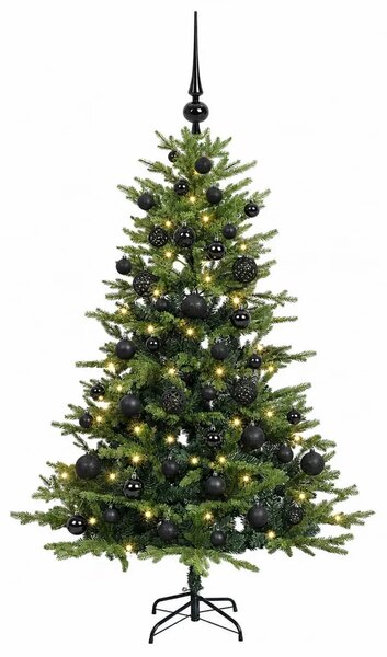 Umjetno božićno drvce s kuglicom 120 cm 150 LED lampica - Zelena 120 cm s LED-ima i crnim lopticama