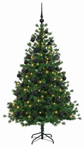 Umjetno božićno drvce s kuglicom 150 cm 150 LED lampica - 150 cm s LED-ima i crnim lopticama