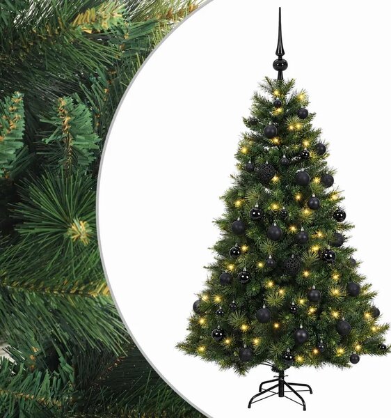 Umjetno božićno drvce s kuglicom 150 cm 150 LED lampica - Zelena 150 cm s LED-ima i crnim lopticama
