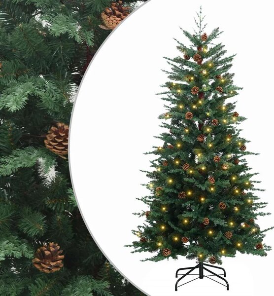 Umjetno božićno drvce s nogom 150 cm 150 LED lampica - Zelena 150 cm s LED svjetlima