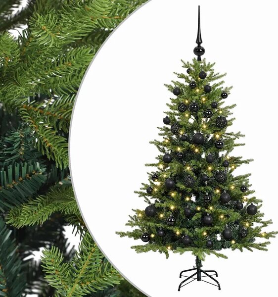 Umjetno božićno drvce s kuglicom 120 cm 150 LED lampica - Zelena 120 cm s LED-ima i crnim lopticama