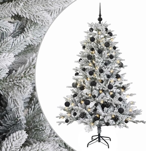 Umjetno božićno drvce s kuglicom 120 cm 150 LED lampica - Zelena i bijela 120 cm s LED-ima i crnim lopticama