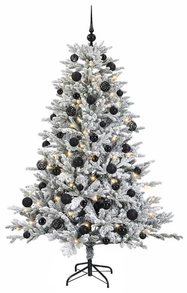 Umjetno božićno drvce s kuglicom 120 cm 150 LED lampica - Zelena i bijela 120 cm s LED-ima i crnim lopticama