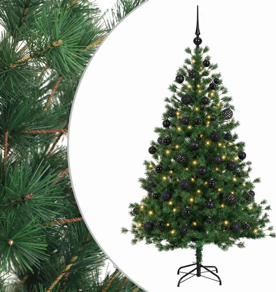 Umjetno božićno drvce s kuglicom 150 cm 150 LED lampica - 150 cm s LED-ima i crnim lopticama