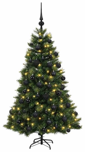 Umjetno božićno drvce s kuglicom 150 cm 150 LED lampica - Zelena 150 cm s LED-ima i crnim lopticama