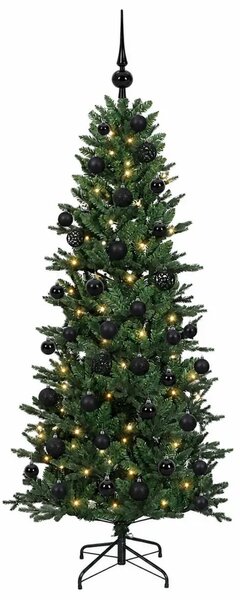 Umjetno božićno drvce s kuglicom 120 cm 150 LED lampica - Zelena 120 cm s LED-ima i crnim lopticama