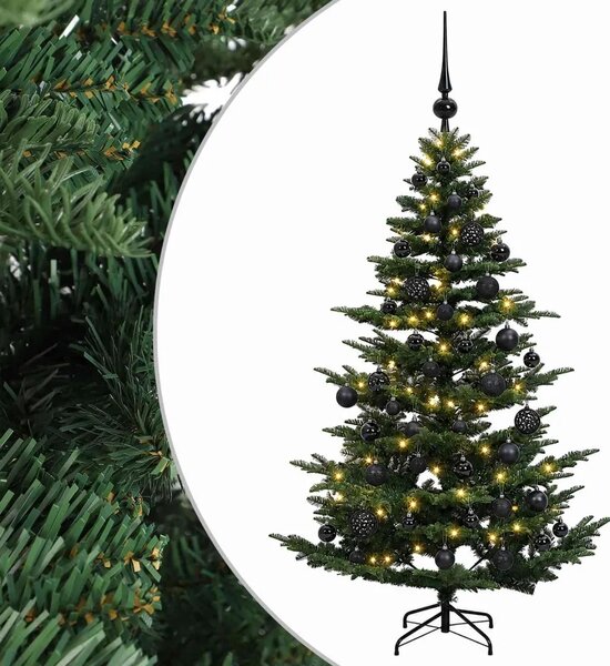Umjetno božićno drvce s kuglicom 120 cm 150 LED lampica - Zelena 120 cm s LED-ima i crnim lopticama