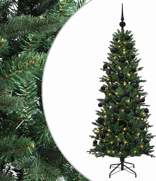 Umjetno božićno drvce s kuglicom 120 cm 150 LED lampica - Zelena 120 cm s LED-ima i crnim lopticama