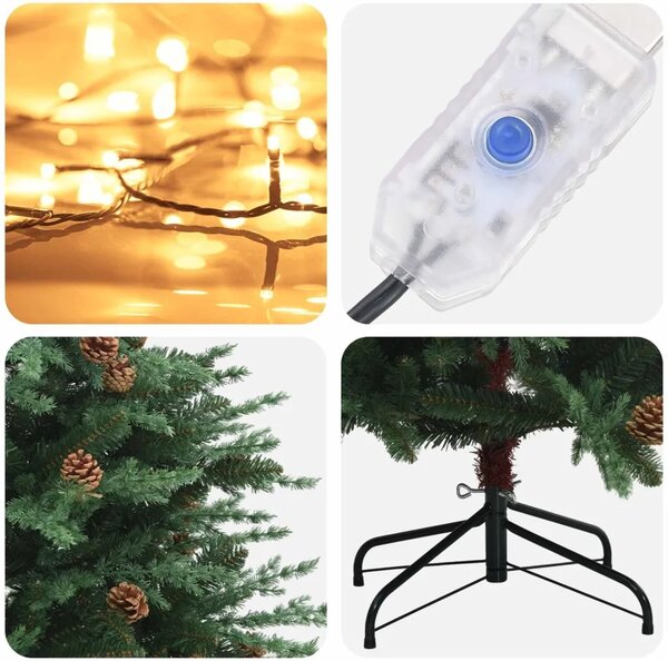 Umjetno božićno drvce s nogom 150 cm 150 LED lampica - Zelena 150 cm s LED svjetlima
