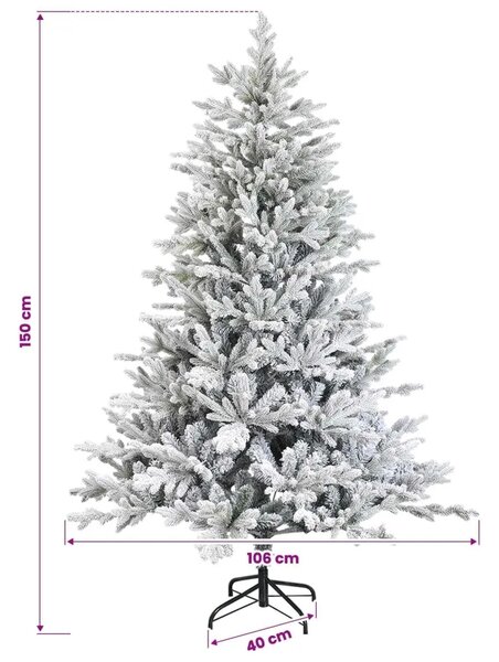 Umjetno božićno drvce s nogom 150 cm 150 LED lampica - Bijela 150 cm s LED svjetlima