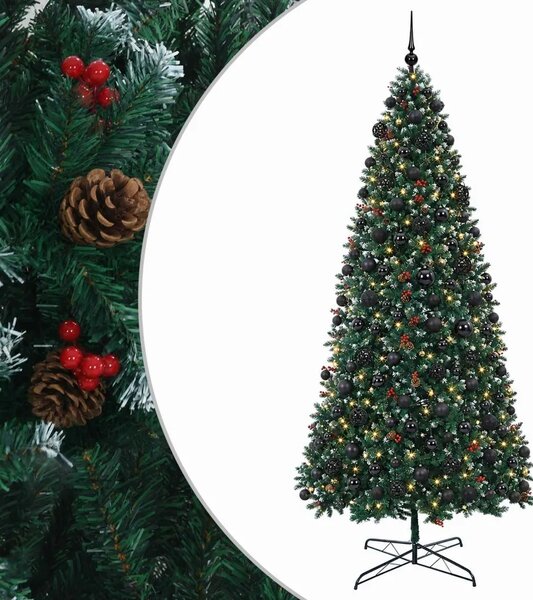 Umjetno božićno drvce na šarkama s kuglicama 400 cm - 400 cm s LED-ima i crnim lopticama