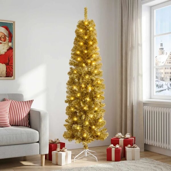 Umjetno vitko božićno drvce 180 cm 300 LED lampica Topla bijela - 180 cm s LED svjetlima