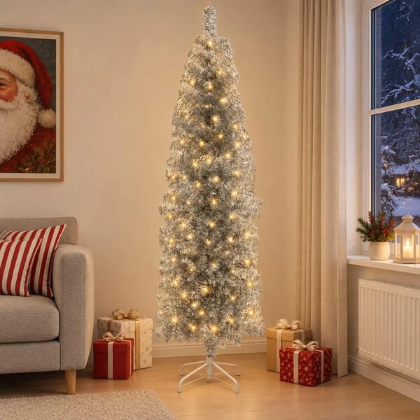 Umjetno vitko božićno drvce 180 cm 300 LED lampica Topla bijela - 180 cm s LED svjetlima