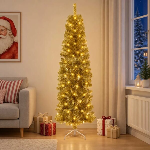 Umjetno vitko božićno drvce 180 cm 300 LED lampica Topla bijela - 180 cm s LED svjetlima