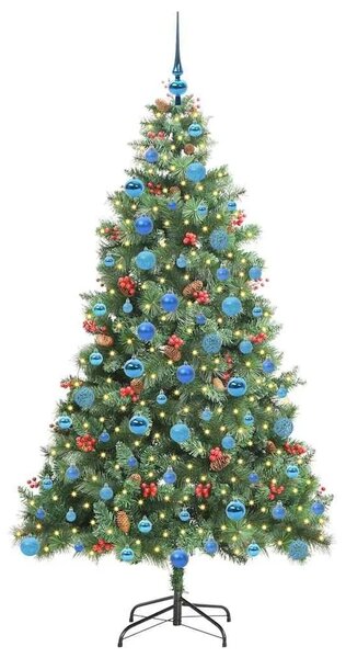 Umjetno božićno drvce 300 LED lampica Topla bijela PVC i metal - 180 cm s LED-ima i plavim kuglicama