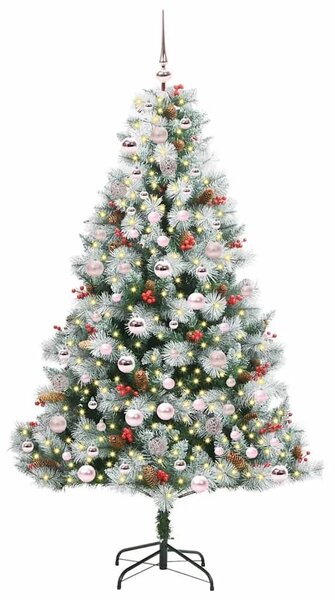 Umjetno božićno drvce S LED lampica Zelena i bijela 180 cm - 180 cm s LED-ima i ružičastim kuglicama