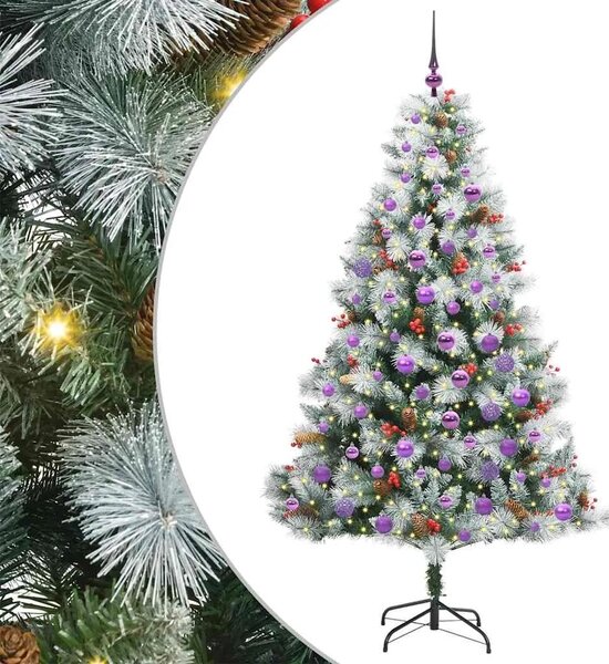 Umjetno božićno drvce S LED lampica Zelena i bijela 180 cm - 180 cm s LED-ima i ljubičastim kuglicama