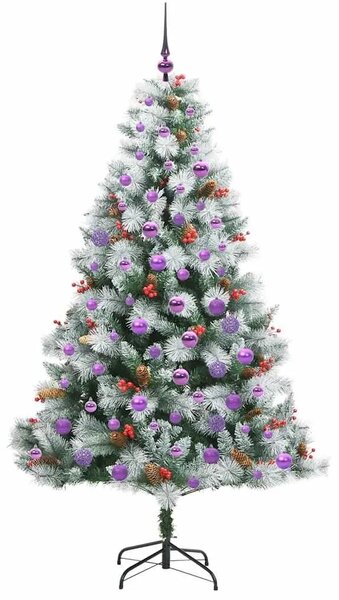 Umjetno božićno drvce S LED lampica Zelena i bijela 180 cm - 180 cm s LED-ima i ljubičastim kuglicama