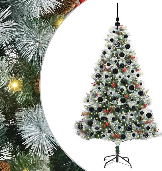 Umjetno božićno drvce S LED lampica Zelena i bijela 180 cm - 180 cm s LED-ima i crnim kuglicama