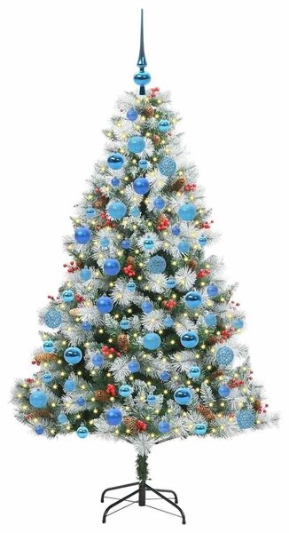 Umjetno božićno drvce S LED lampica Zelena i bijela 180 cm - 180 cm s LED-ima i plavim kuglicama