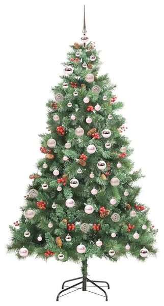 Umjetno božićno drvce 300 LED lampica Topla bijela PVC i metal - 180 cm s LED-ima i ružičastim kuglicama