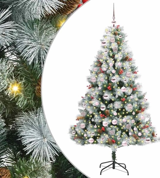 Umjetno božićno drvce S LED lampica Zelena i bijela 180 cm - 180 cm s LED-ima i ružičastim kuglicama