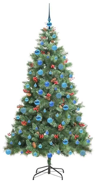 Umjetno božićno drvce 300 LED lampica Topla bijela PVC i metal - 180 cm s LED-ima i plavim kuglicama