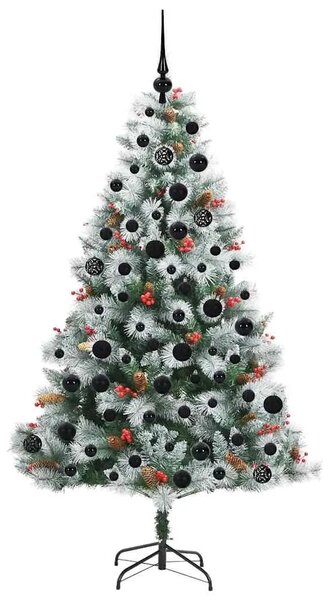 Umjetno božićno drvce S LED lampica Zelena i bijela 180 cm - 180 cm s LED-ima i crnim kuglicama