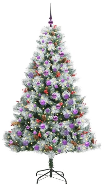 Umjetno božićno drvce S LED lampica Zelena i bijela 180 cm - 180 cm s LED-ima i ljubičastim kuglicama
