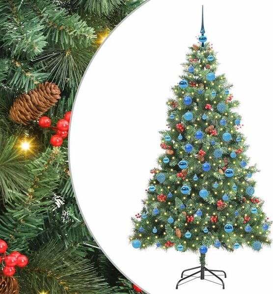 Umjetno božićno drvce 300 LED lampica Topla bijela PVC i metal - 180 cm s LED-ima i plavim kuglicama