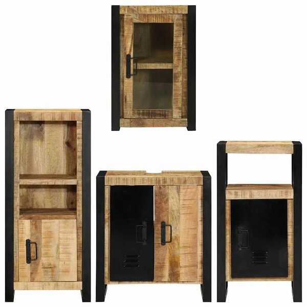 Set namještaja za kupaonicu 4 kom. Smeđa 55 x 35 x 60 cm - masivno drvo manga