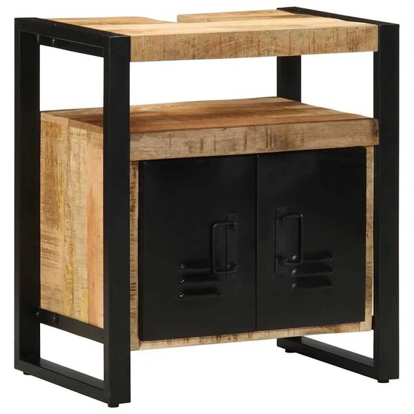 Set namještaja za kupaonicu 4 kom. Smeđa i crna 40 x 35 x 90 cm - masivno drvo manga