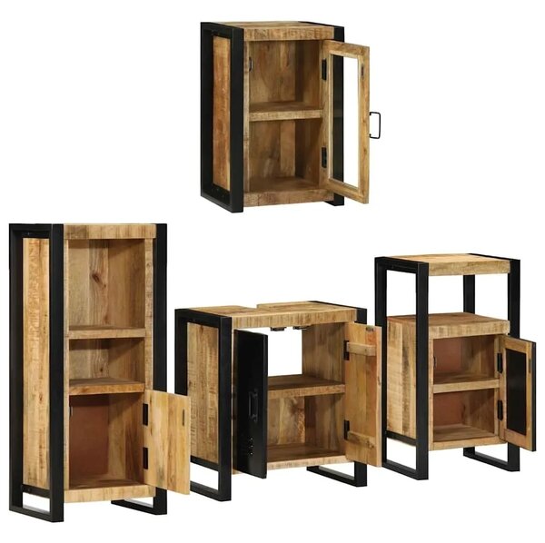 Set namještaja za kupaonicu 4 kom. Smeđa 55 x 35 x 60 cm - masivno drvo manga