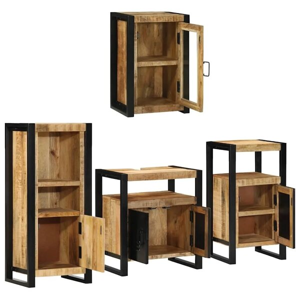 Set namještaja za kupaonicu 4 kom. Smeđa 55 x 35 x 60 cm - masivno drvo manga