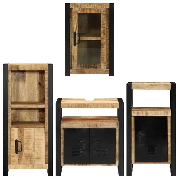 Set namještaja za kupaonicu 4 kom. Smeđa 55 x 35 x 60 cm - masivno drvo manga