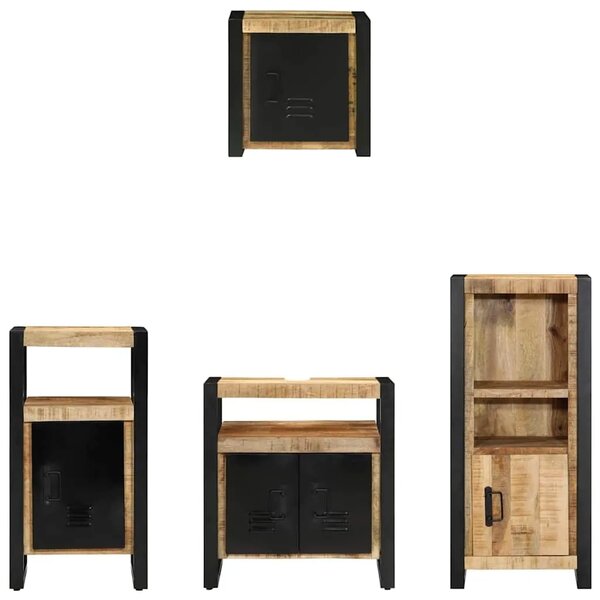 Set namještaja za kupaonicu 4 kom. Smeđa i crna 55 x 35 x 60 cm - masivno drvo manga
