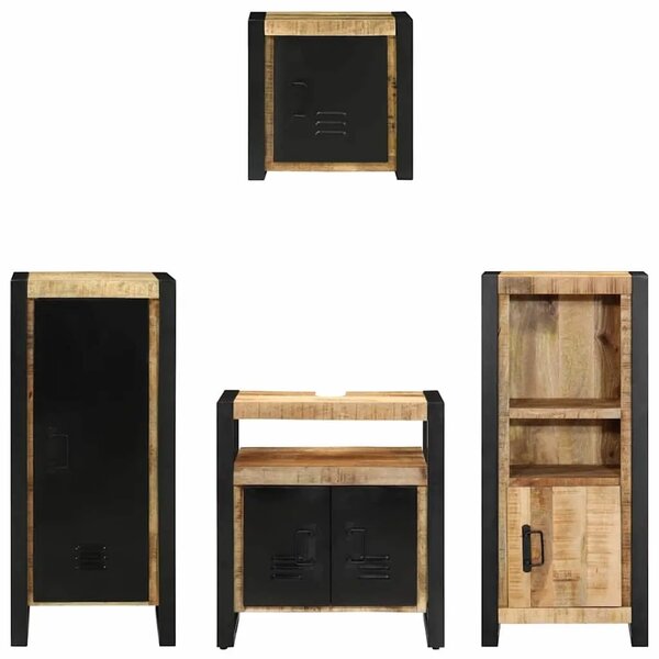 Set namještaja za kupaonicu 4 kom. Smeđa i crna 40 x 35 x 90 cm - masivno drvo manga