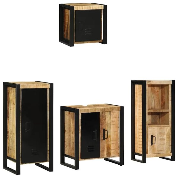 Set namještaja za kupaonicu 4 kom. Smeđa i crna 40 x 35 x 90 cm - masivno drvo manga